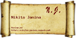 Nikits Janina névjegykártya